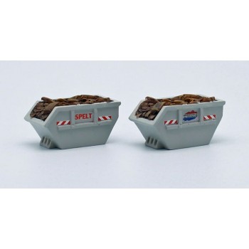Loewe 2381 Afvalcontainer + puin 1x Spelt & 1x Bakkiehuren (NL) 1:87