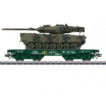 Marklin 48843 Schwerlast-Flachwagen Rlmmps "Kampfpanzer Leopard 2A6 der Deutschen Bundeswehr" H0