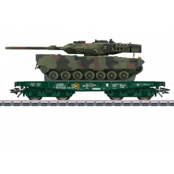 Marklin 48871 Schwerlast-Flachwagen Rlmmps "Kampfpanzer Leopard 2A6 der Deutschen Bundeswehr"