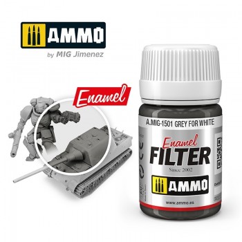Ammo Mig Jimenez 1501 Enamel filter grijs voor wit (35 ml) Ammo Mig Jimenez 1501 Enamel filter grijs voor wit (35 ml)