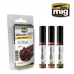 Ammo Mig Jimenez 7501 Oilbrusher set roest tinten(3 flesjes 10 ml)
