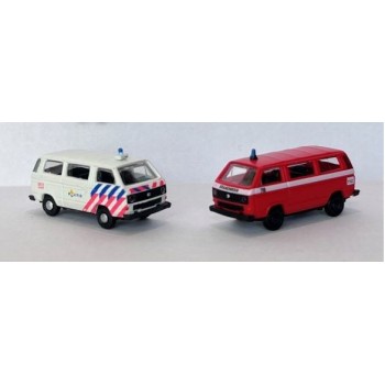 Minis LC4354 set van 2 VW T3 busjes Politie en Brandweer (1:160)