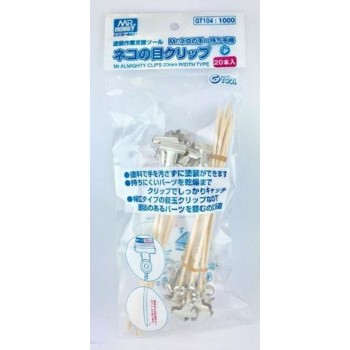 Mr Hobby GT-104 Clipstokjes met 20 mm brede clip (20 st)