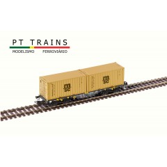 PT Trains 100323 Containerwagon Sgmmnss MFD Rail met 2 "MSC" containers H0