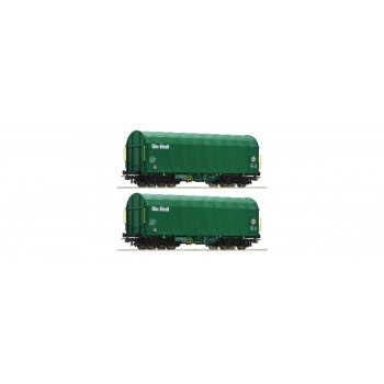 Roco 76049 2-tlg. Set: Schiebeplanenwagen On Rail