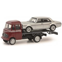 Schuco 26617 Mercedes Benz L319 Autotransporter + 300 SEL grijs