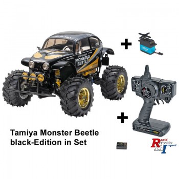 Tamiya 47419 RC Monster Beetle black Edition (met zender en servo)