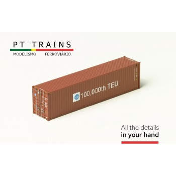 PT Trains 190004 40 Ft Highcube 100.000th TEU (BSIU9199966) H0