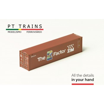 PT Trains 840050.1 Container 40 ft Highcube "ZIM/The Z factor" (ZCSU7278098) H0
