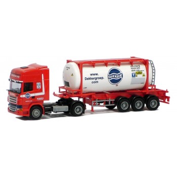 AWM 74935 Scania R Topline "Dekker" 24ft. Tankcontainer met oplegger. (NL)