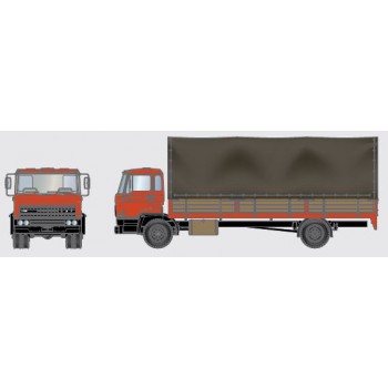 Artitec 487.052.02 DAF kantel-cabine, open bak, huif, cab B, rood 1:87