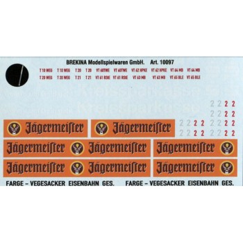 Brekina 10097 Decalsatz für Esslinger Triebwagen  "AGV Privatbahnen" (für Art. 64102/64122)