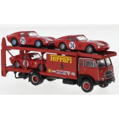 Brekina 58481 Fiat 642 Autotransporter met 3 Ferrari GTO ( Busch ) 1962 Brekina 58481 Fiat 642 Autotransporter met 3 Ferrari GTO ( Busch ) 1962