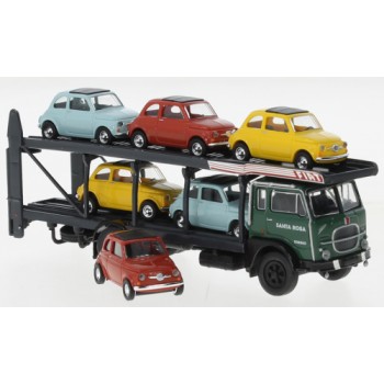 Brekina 58482 Fiat 642 Autotransporter met 6 Fiat 500 ( Busch) Brekina 58482 Fiat 642 Autotransporter met 6 Fiat 500 ( Busch)