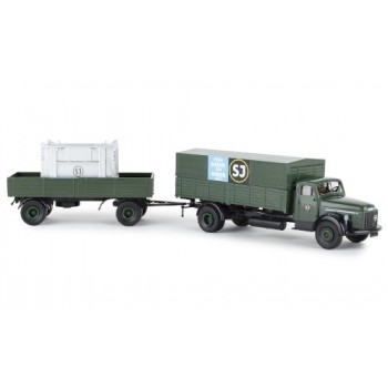 Brekina 85623 Volvo N 88 Lastzug, SJ fran dörr till dörr (S) , mit Container, 1957
