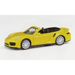 Herpa 028929-002 Porsche 911 Turbo Cabrio, geel 1:87