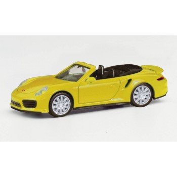 Herpa 028929-002 Porsche 911 Turbo Cabrio, geel 1:87