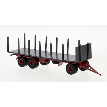 Brekina 55310 Aanhanger 3-assig Donkergrijs/Donkerrood 1:87