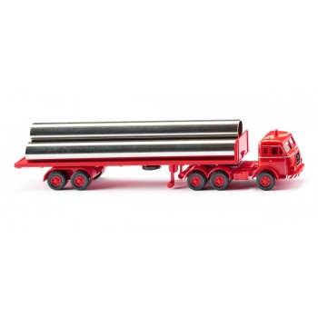 Wiking 055404 Flachpritschensattelzug (Henschel) - leuchtrot