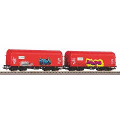 Piko 58257 2er Set Schiebeplanenwg. Caib NS V mit Graffiti