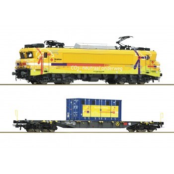 Roco 7500117 Elektrische locomotief 1756 "Charlotte" en een containerwagen van Strukton Rail