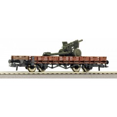 Roco 67805 Rongenwagon der DB beladen met een 105 mm Haubitze