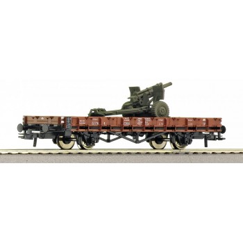 Roco 67805 Rongenwagon der DB beladen met een 105 mm Haubitze