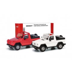 Herpa 012744 Puch G '89 open wit & rood (Minikit 2 st.) 1:87 Herpa 012744 Puch G '89 open wit & rood (Minikit 2 st.) 1:87