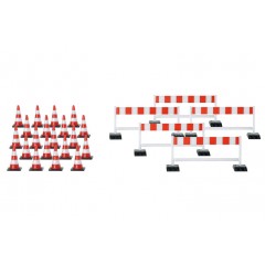 Herpa 052566 Pylonen (20 st.) en afzetheken (5 st.) wit/rood 1:87