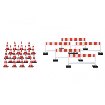 Herpa 052566 Pylonen (20 st.) en afzetheken (5 st.) wit/rood 1:87