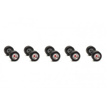 Herpa 054454 Banden + assen aanhanger Zweden combi chroom/rood (10 st.) 1:87 Herpa 054454 Banden + assen aanhanger Zweden combi chroom/rood (10 st.) 1:87