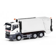 Herpa 319010 MAN TGS NN Faun Variopress (vuilniswagen), wit 1:87