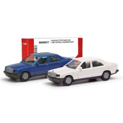 Herpa 012409-009 Mercedes Benz 190E, wit / blauw (Minikit 2 st.) 1:87 Herpa 012409-009 Mercedes Benz 190E, wit / blauw (Minikit 2 st.) 1:87
