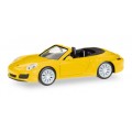 Herpa 028899 Porsche 911 Carrera 4S Cabrio, geel 1:87