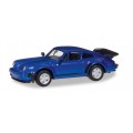 Herpa 030601-002 Porsche 911 Turbo, blauw metallic 1:87