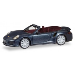 Herpa 038928 Porsche 911 Turbo Cabrio, zwart metallic