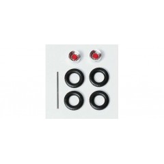 Herpa 052009 Zwillingsreifen LKW Antriebsache chrom/rot, 8 Satz
