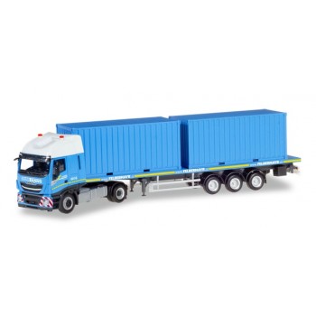 Herpa 310093 Iveco Stralis XP Fl.Sz. + 2x 20ft. Cont. Felbermayr (A)