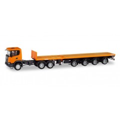 Herpa 311403 Scania CG Nooteboom Teletrailer, oranje