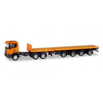 Herpa 311403 Scania CG Nooteboom Teletrailer, oranje