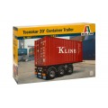 Italeri 3887 Container trailer met 20ft. Container Bouwpakket 1:24 