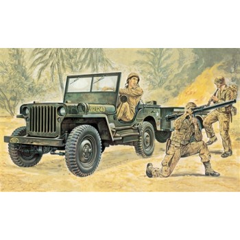 Italeri 0314 Willys Jeep met Aanhanger bouwpakket 1:35